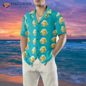 funny duck wearing a hawaiian shirt with knife 4