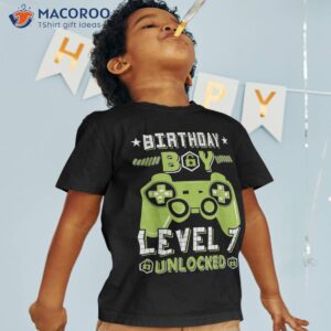 funny gamer 7th 7 years old birthday boy level unlocked shirt tshirt