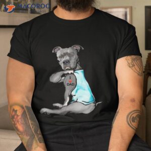 Funny Gifts Dog Pitbull I Love Dad Tattoo Gift Shirt