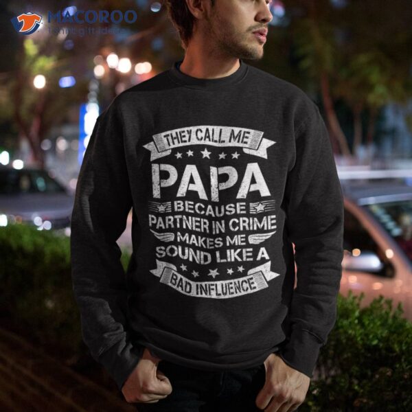 Funny Grandpa Shirts, Papa Partner In Crime Dad Fathers Day Shirt