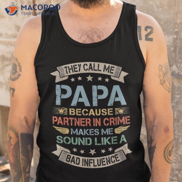 Funny Grandpa Shirts, Papa Partner In Crime Dad Fathers Day Shirt