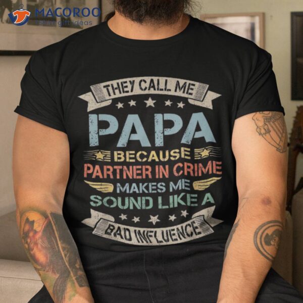 Funny Grandpa Shirts, Papa Partner In Crime Dad Fathers Day Shirt