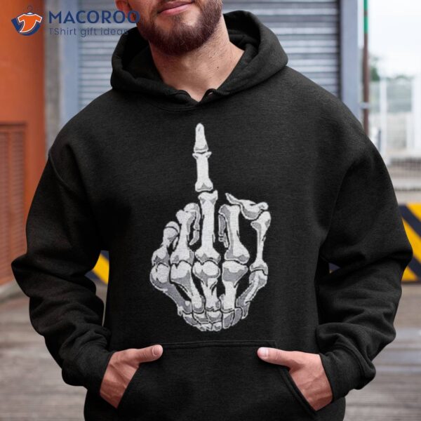 Funny Halloween Middle Finger Skeleton Hand Skull Adult Gift Shirt