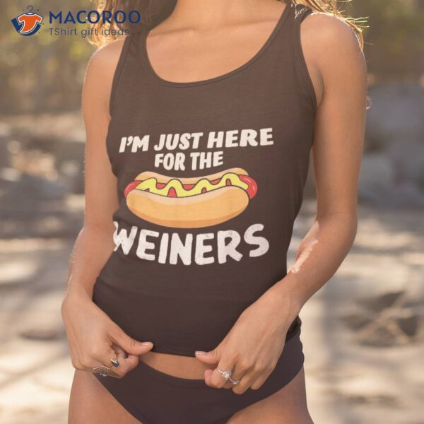 Funny Hot Dog I’m Just Here For The Wieners 4th Of July Shirt