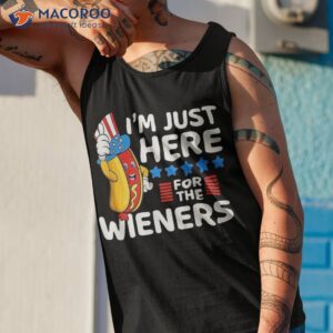funny hot dog i m just here for the wieners 4th of july usa shirt tank top 1