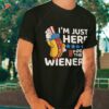 Funny Hot Dog I’m Just Here For The Wieners 4th Of July Usa Shirt