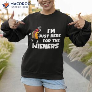 funny hot dog i m just here for the wieners sausage humor shirt sweatshirt 1