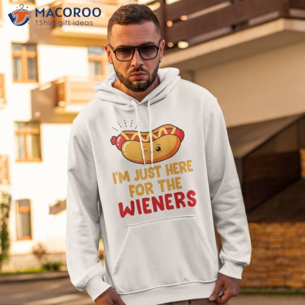 Funny Hot Dog I’m Just Here For The Wieners Usa 4th Of July Shirt