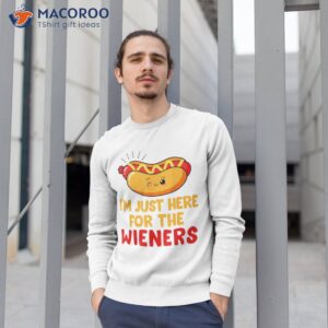 funny hot dog i m just here for the wieners usa 4th of july shirt sweatshirt 1 1