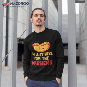 funny hot dog i m just here for the wieners usa 4th of july shirt sweatshirt 1