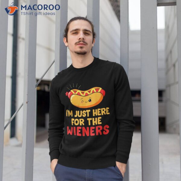 Funny Hot Dog I’m Just Here For The Wieners Usa 4th Of July Shirt