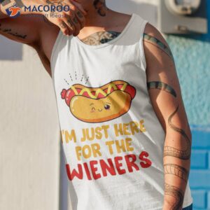 funny hot dog i m just here for the wieners usa 4th of july shirt tank top 1