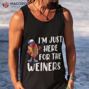 funny hot dogs shirt i m just here for the wieners sausage tank top