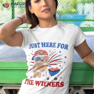 funny hotdog 4th of july sloth i m just here for the wieners shirt tshirt 1