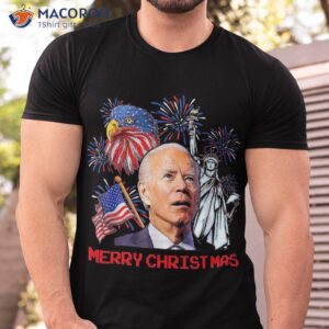 Funny Joe Biden Merry Christmas In July Usa Flag 4th Of Shirt