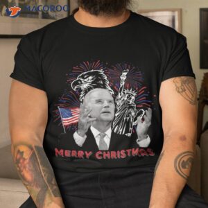 Funny Joe Biden Merry Christmas In July Usa Flag 4th Of Shirt