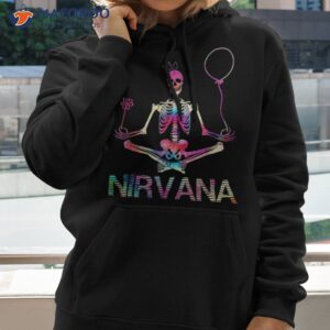 funny nirvana skeleton yoga for man woman tie dye shirt hoodie 2
