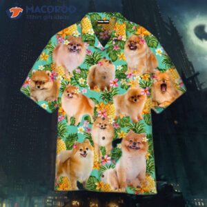 funny pomeranian dog pineapple tropical hawaiian shirts 1
