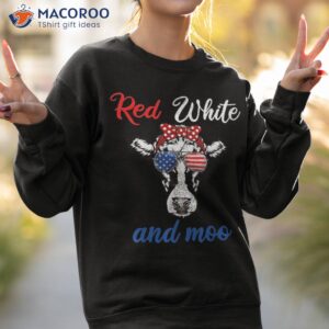 funny red white amp moo 4th of july apparel usa patriotic cow shirt sweatshirt 2