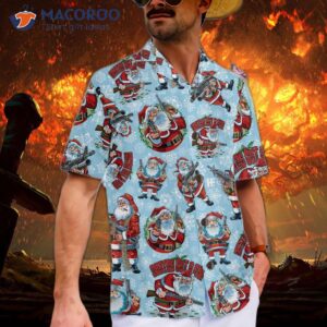 funny santa claus with a machine gun christmas hawaiian shirt shirt 3