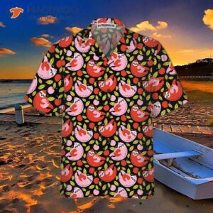 funny sloth holding a red cherry hawaiian shirt shirt for adults sloth themed gift idea 2