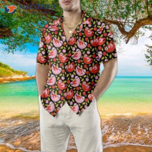 funny sloth holding a red cherry hawaiian shirt shirt for adults sloth themed gift idea 4