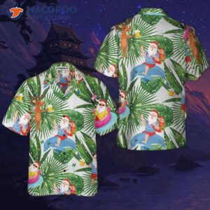 funny tropical christmas hawaiian shirt santa claus shirt for 4