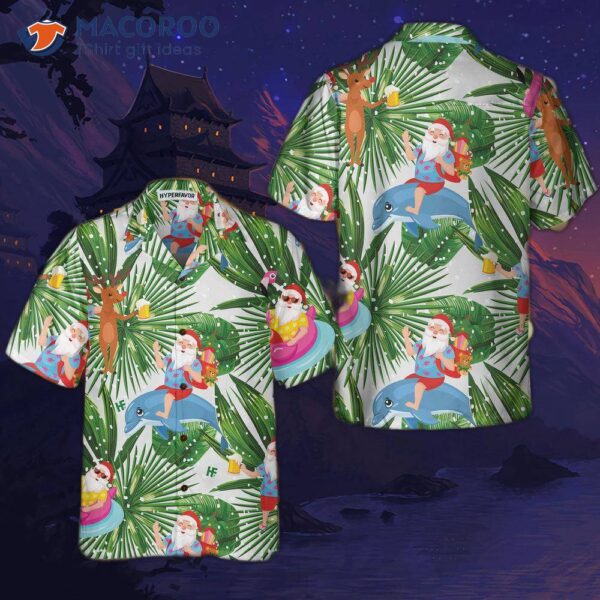 Funny Tropical Christmas Hawaiian Shirt, Santa Claus Shirt For