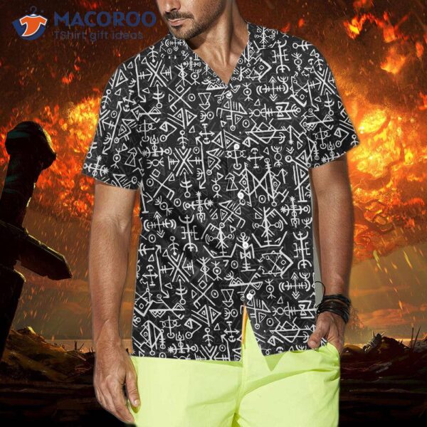 Futhark Norse Icelandic And Viking Symbol Hawaiian Shirt, Seamless Pattern Shirt For