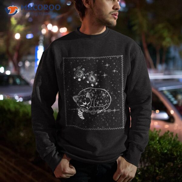 Galaxy Cat Sleeping Solar System Space Funny Graphic Shirt