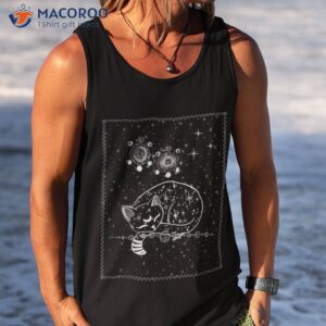 galaxy cat sleeping solar system space funny graphic shirt tank top