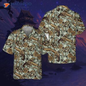 gangster and money vintage seamless pattern hawaiian shirt short sleeve shirt for 0