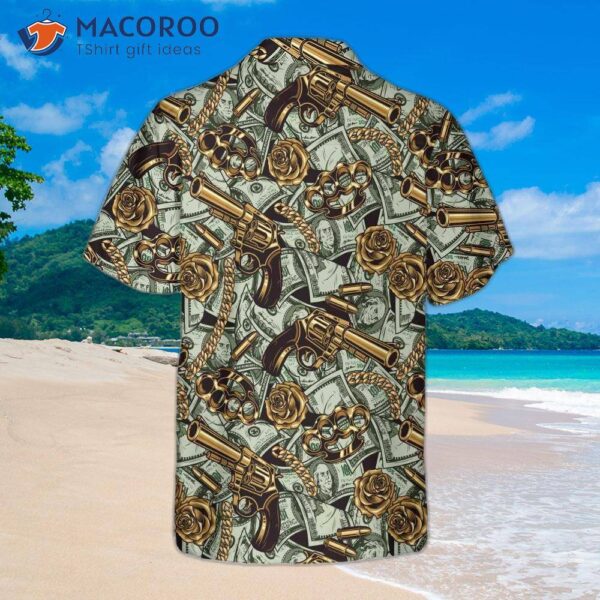 Gangster And Money Vintage Seamless Pattern Hawaiian Shirt, Short-sleeve Shirt For