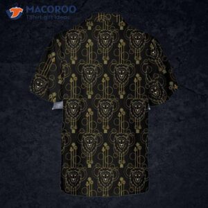 Geometric Lion Seamless Pattern Hawaiian Shirt, Button Up Shirt For & , Cool Gift