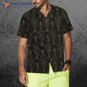 geometric lion seamless pattern hawaiian shirt button up shirt for cool gift 3