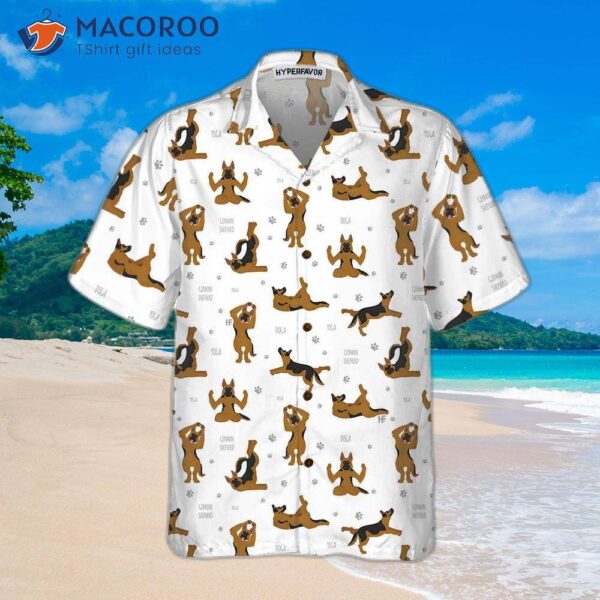 German Shepherd Doing Yoga Hawaiian Shirt, Funny Dog Shirt For Adults