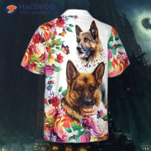 german shepherd floral pattern hawaiian shirt funny adult dog shirt 1