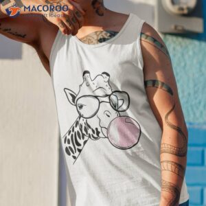 giraffe bubblegum glasses cute animal funny gift shirt tank top 1