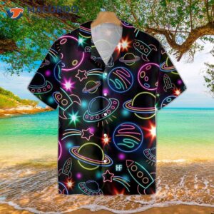 glowing space with rainbow star hawaiian shirt 2