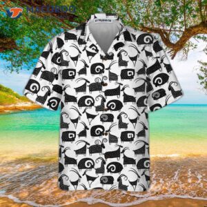 goat and ram seamless pattern hawaiian shirt black white shirt for amp 2