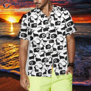 goat and ram seamless pattern hawaiian shirt black white shirt for amp 3