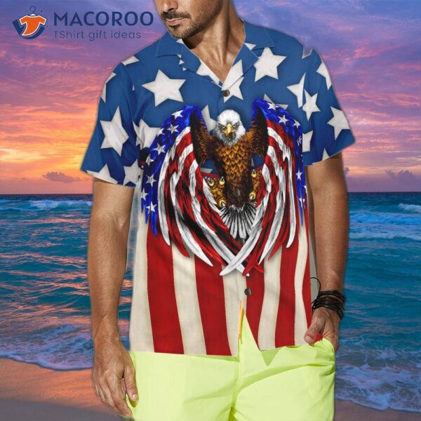 God Bless America On The Fourth Of July In A Hawaiian Shirt.