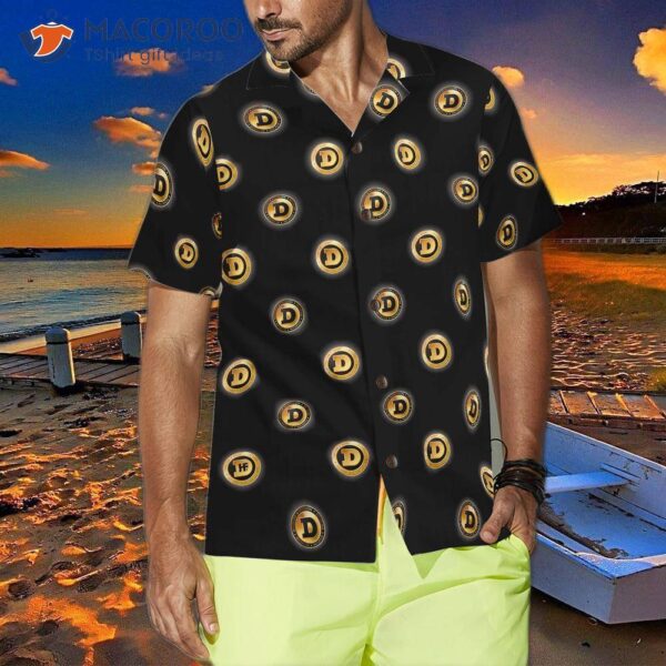 Golden-black Dogecoin Hawaiian Shirt