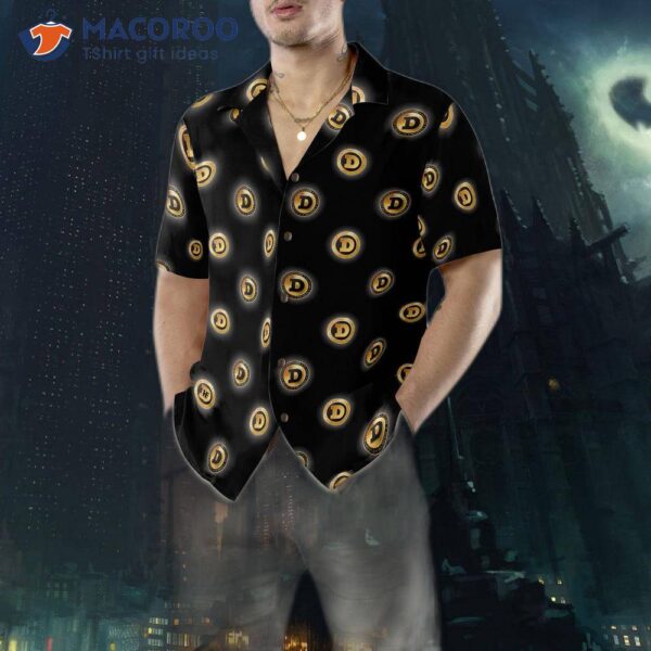 Golden-black Dogecoin Hawaiian Shirt