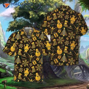 golden christmas elets hawaiian shirt funny shirt for best xmas gift idea 0