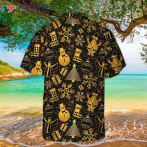 golden christmas elets hawaiian shirt funny shirt for best xmas gift idea 1