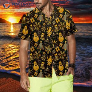 golden christmas elets hawaiian shirt funny shirt for best xmas gift idea 3