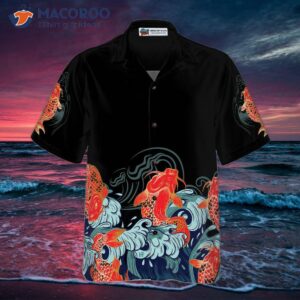 golden koi fish hawaiian shirt 2