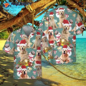 golden retriever celebrate christmas hawaiian shirt dog gift for lover 0