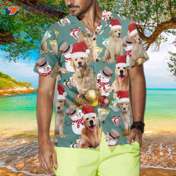 Golden Retriever Celebrate Christmas Hawaiian Shirt, Dog Gift For Lover